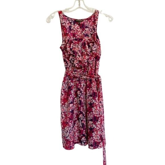 Express Pink floral Sleeveless Summer dress w/ tie belt - XS - Picture 12 of 13